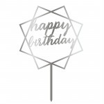 Topper - Happy Birthday Patrat/Argintiu 14885 CSL