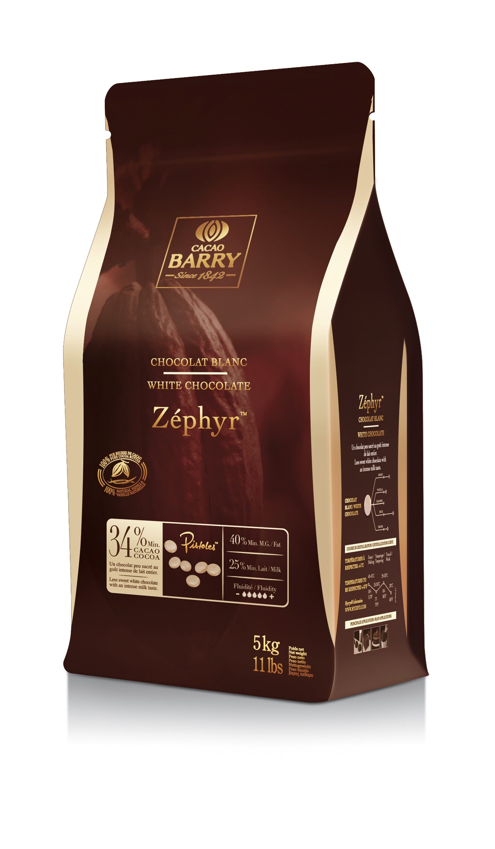 Ciocolata alba ZEPHYR 34%cacao 1kg Cacao Barry