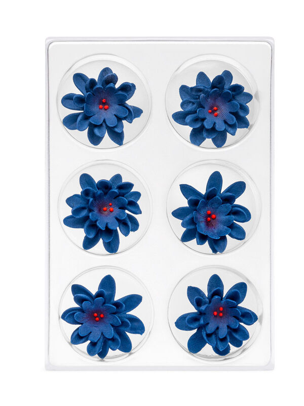 Floare de colt din zahar albastru inchis C-2021 PJT, 35 mm set 6 buc