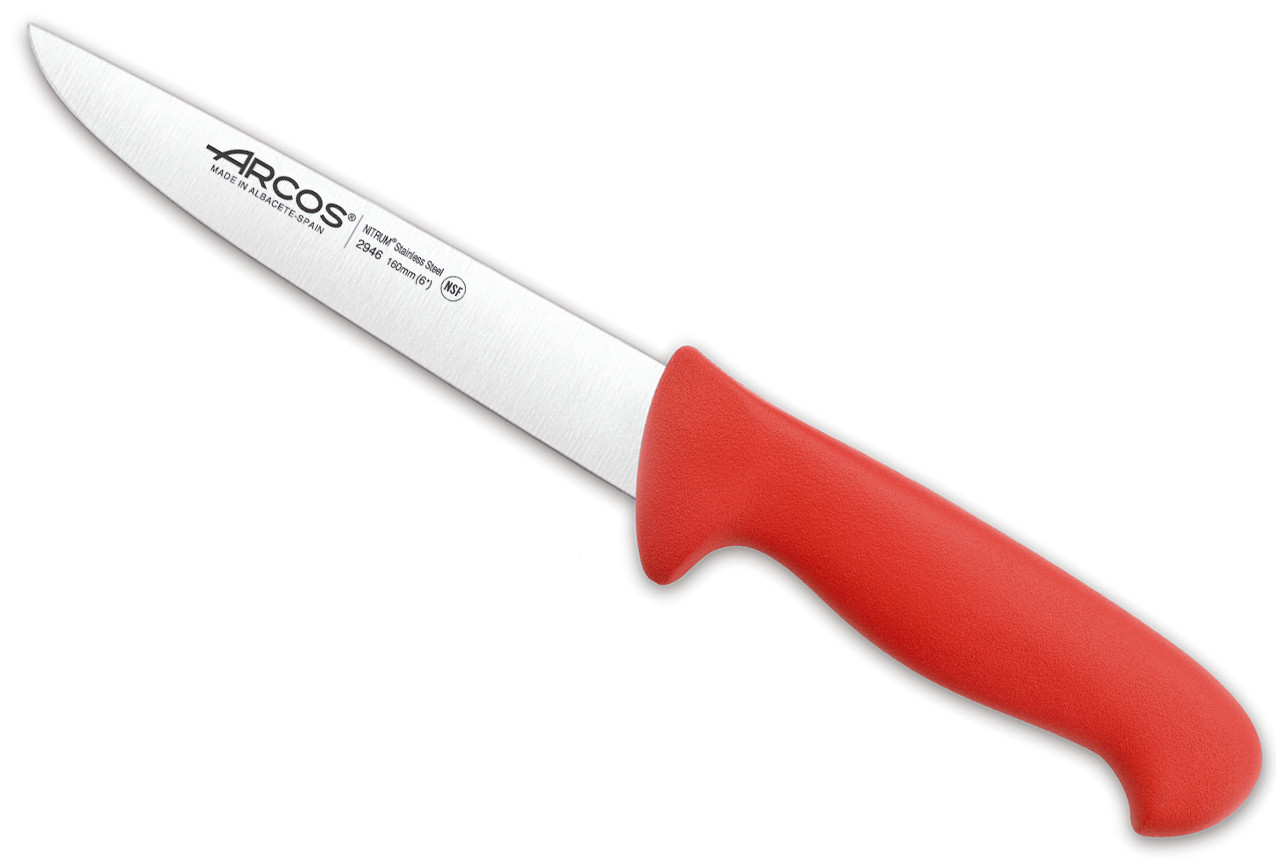 Cutit profesional rosu macelar, Butcher Knife, lungime 16cm, Arcos