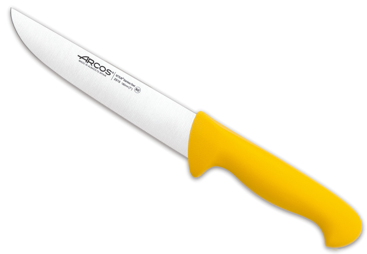 Cutit profesional macelar, Butcher Knife Yellow, lungime 18cm, Arcos