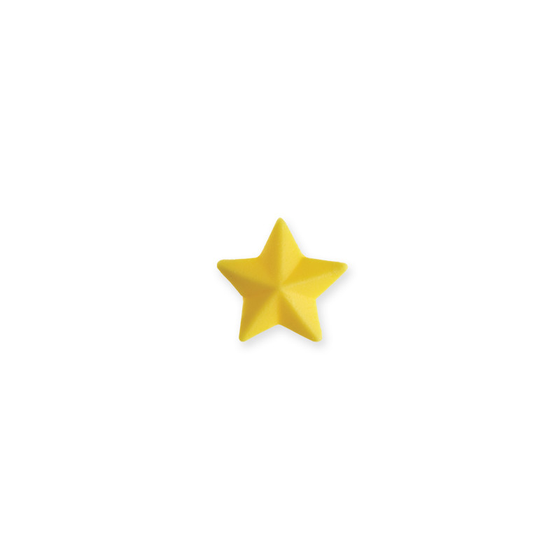 Decoratiuni din zahar 3D mini stea galbena, 2cm, 120buc, Sugart