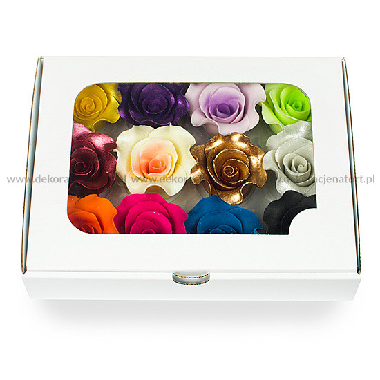 Decoratiuni din zahar trandafir, multicolor, 051299/b PJT, set 12 buc