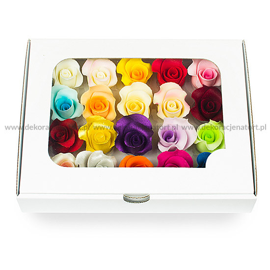 Decoratiuni din zahar trandafir mediu, multicolor, 051399 PJT, set 20 buc