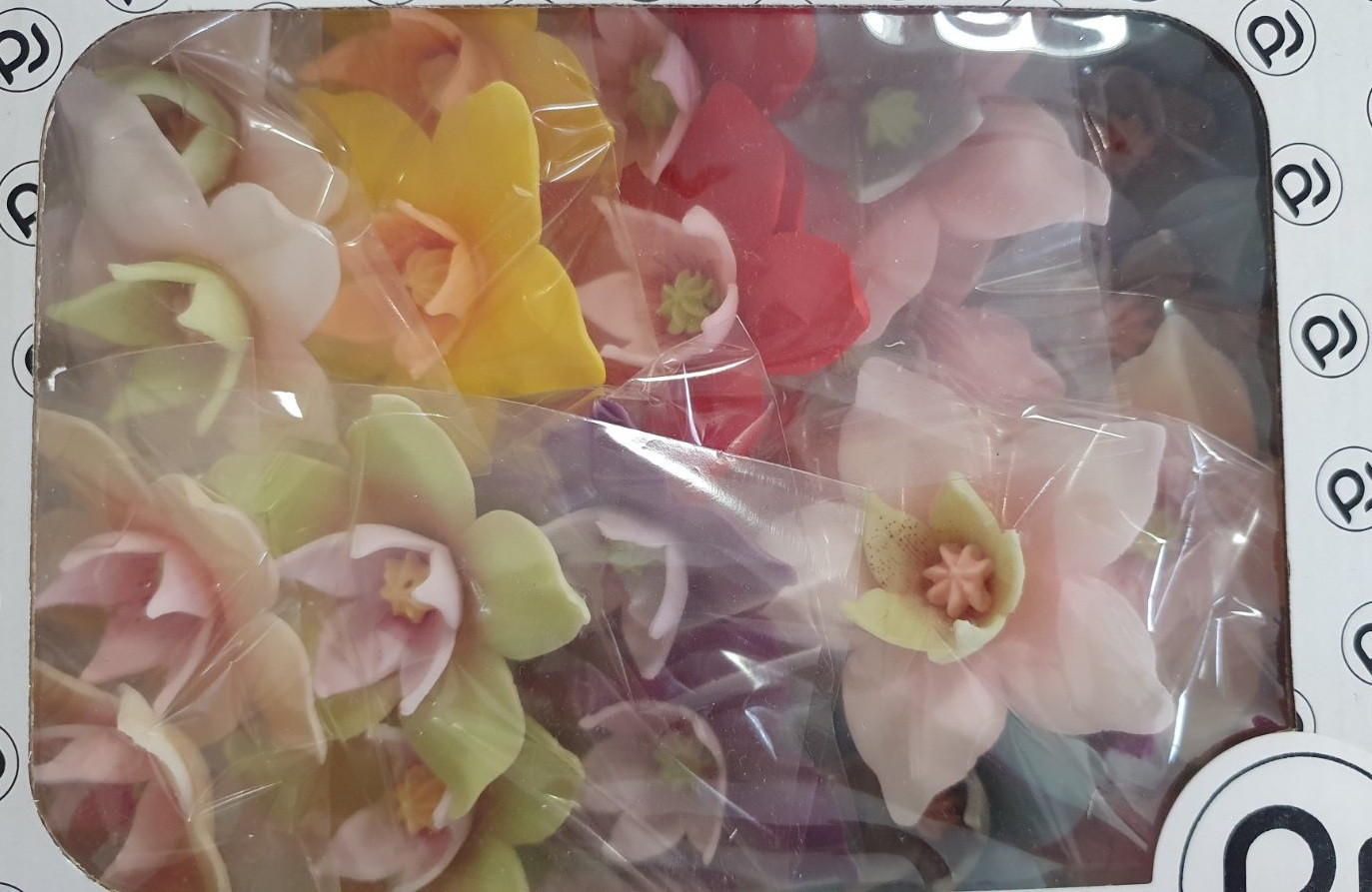 Decoratiuni din zahar flori multicolor 053299 PJT, set 20 buc