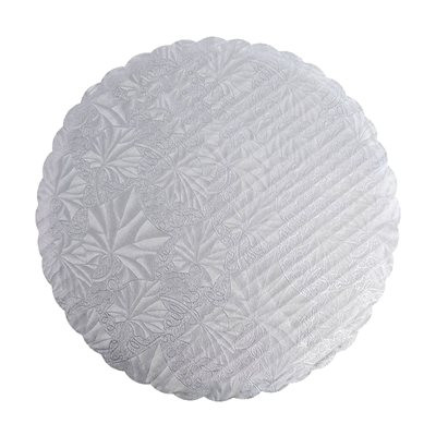 Platou tort rotund argintiu cu margine ondulata, carton ondulat   Ø25,50xH0,35 cm GustaPro