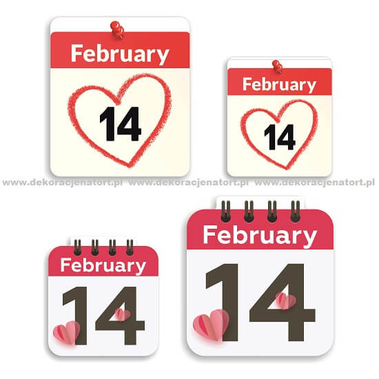 Decoratiuni din zahar - Pagina din calendar "14 februarie" 0913900 PJT set 30 buc