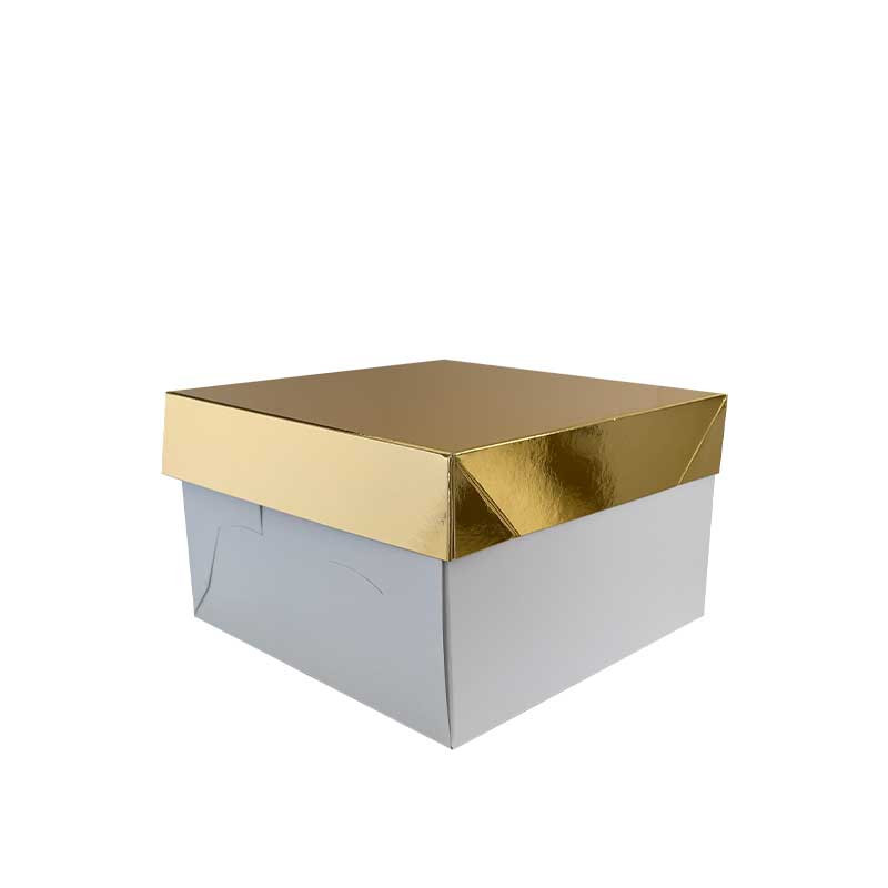 Cutie alba cu capac auriu pentru Panettone 24X24X25cm 0339496 DER