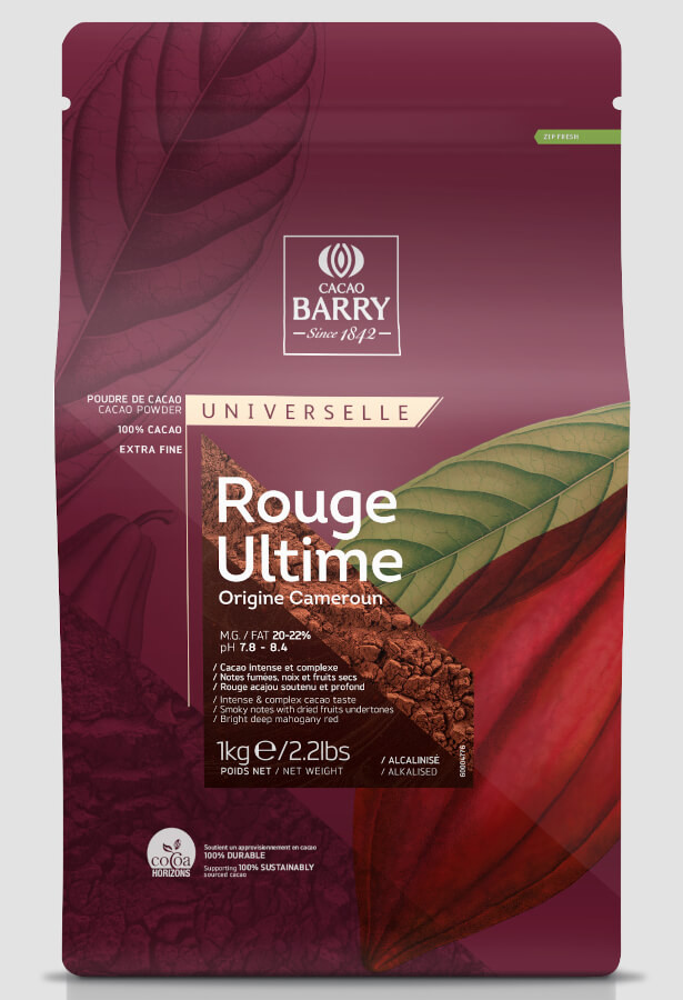 Cacao alcanizata ROUGE ULTIMATE 20-22%, 1kg DCP-20RULTI-E0-89B Cacao Barry