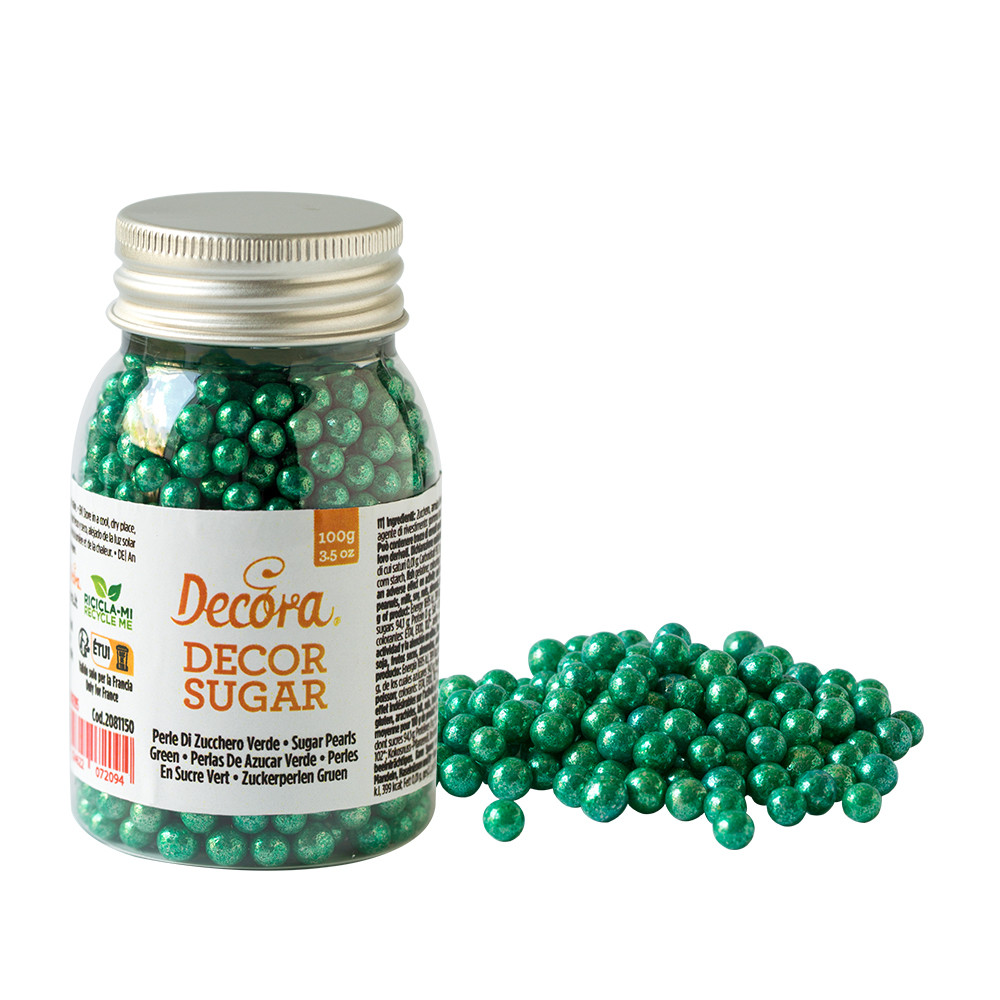 Perle din zahar verde metalic ⌀ 5 mm, 100g, 2081161 DER