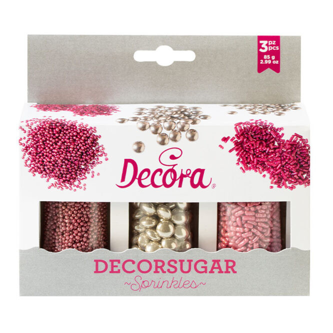 Set decoratiuni din zahar argintiu & roz, 85 gr, 2082108 DER