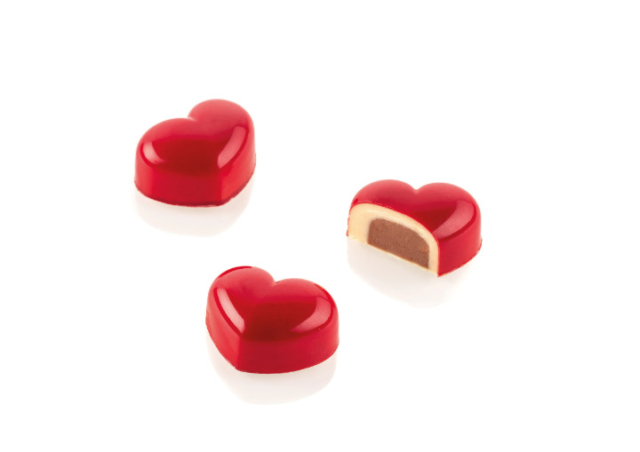 Kit Matrita Policarbonat Cuore01 + silicon CH020, 24 cavitati, 3.5 x 2.7 x H 1.7 cm