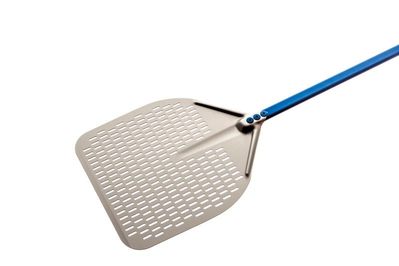Paleta perforata din aluminiu pentru pizza, 36x36 cm cu maner 120 cm A-37RF/120 _GiM