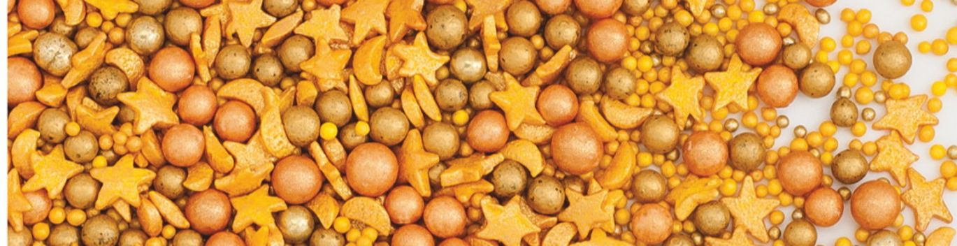 Decoratiuni din zahar mix: luna/stelute/perle, auriu perlat, 71483 UKR