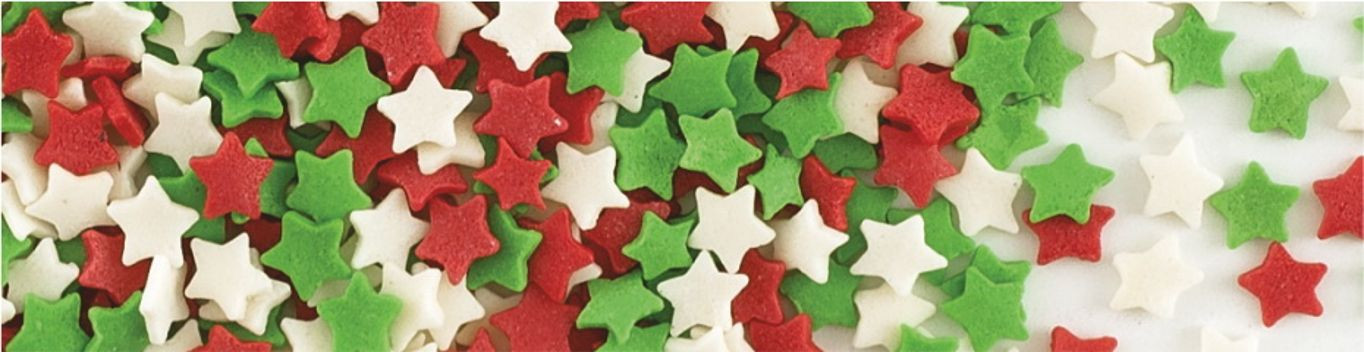 Decoratiuni din zahar stelute mix culori: albe/verzi/rosii 5kg 70305 UKR