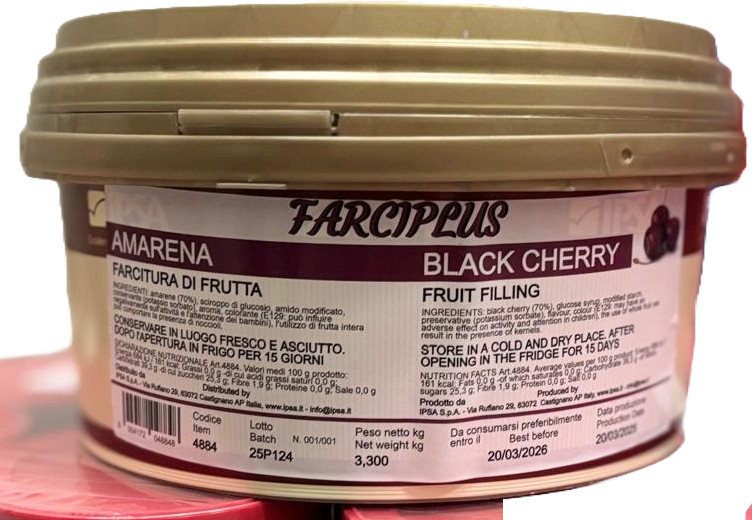 Umplutura cu bucati de cirese negre 70% FARCIPLUS, 3,3kg, 4884 Ipsa