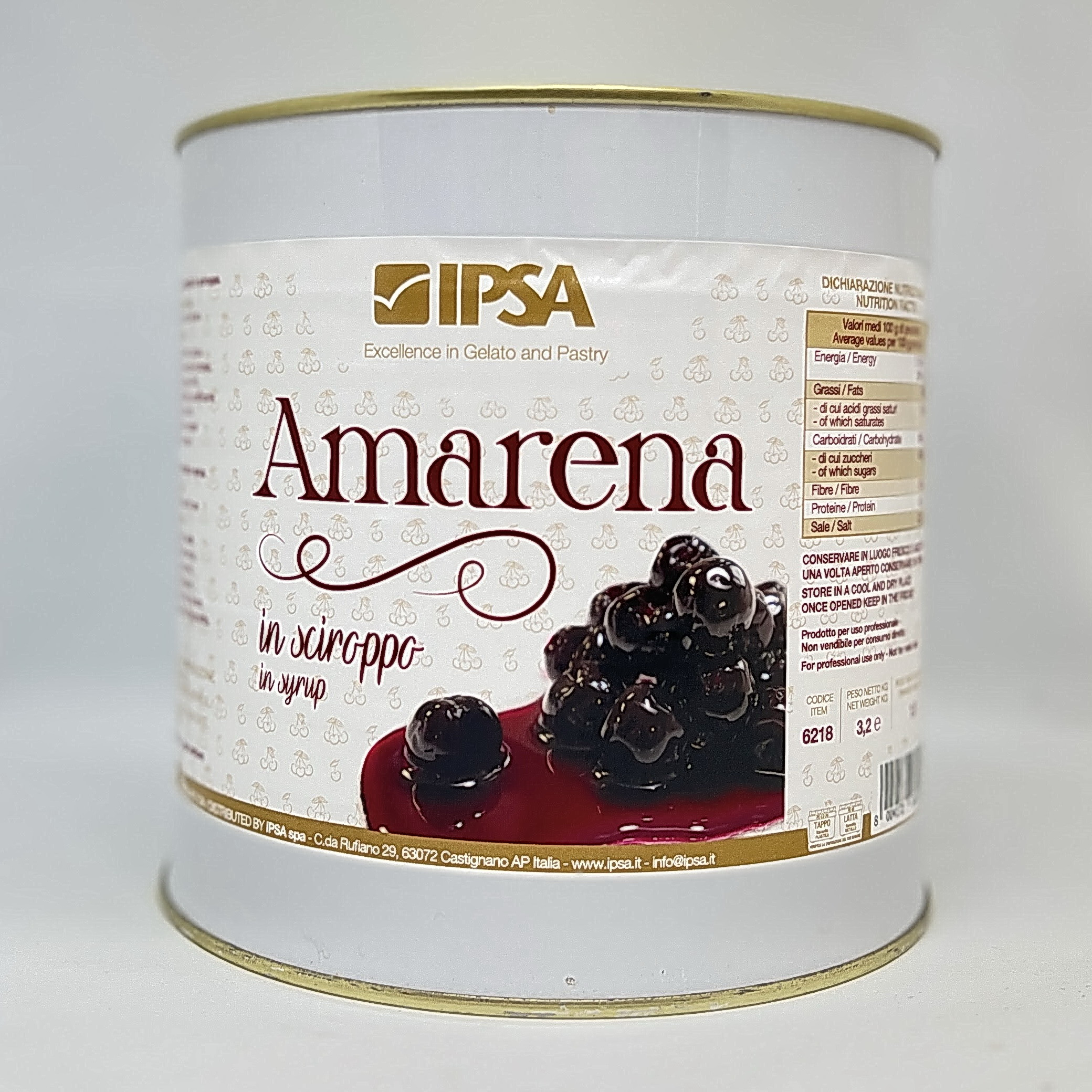 Cirese negre amarena in sirop 18/20mm, 3,2kg, 6218 Ipsa