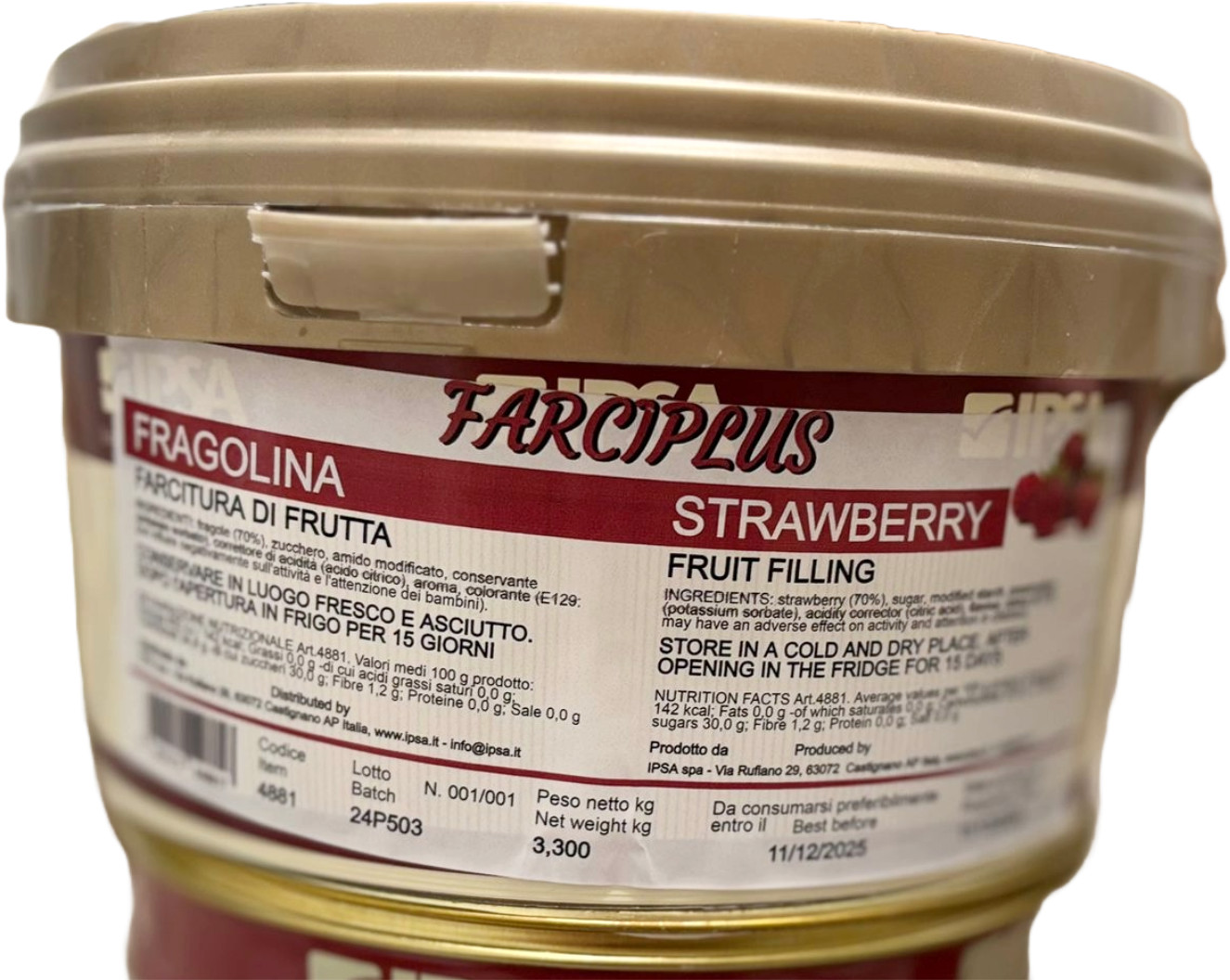 Umplutura cu bucati de capsuni 70% FARCIPLUS, 3,3kg, 4881 Ipsa