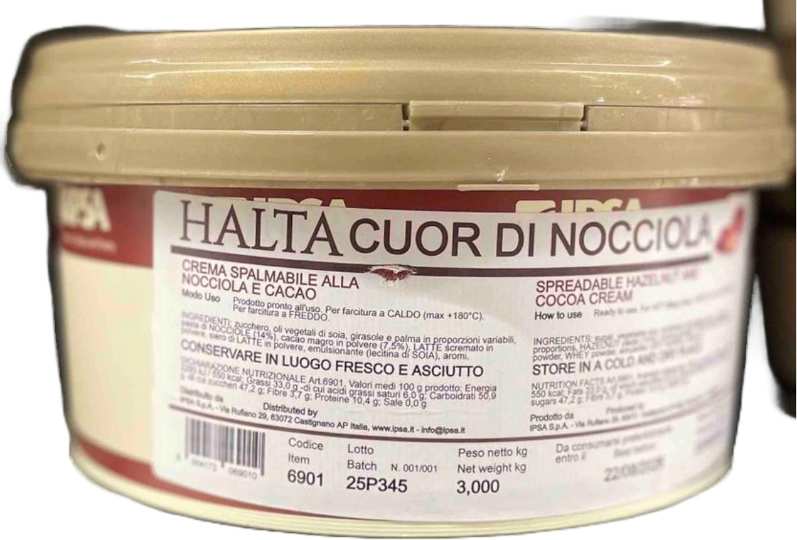Crema termostabila de cacao si alune 13% HALTA CUOR DI NOCCIOLA, 3kg, 6901 Ipsa