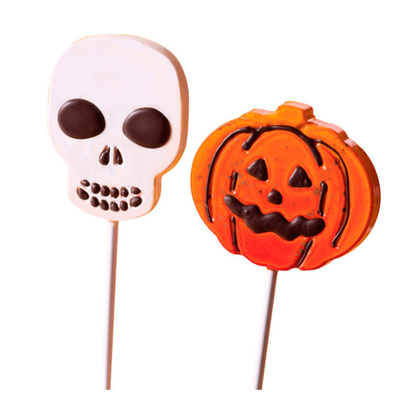 Forma din plastic pentru acadele Halloween Dovleac si Craniu, set 2 buc. 20L006 Martellato