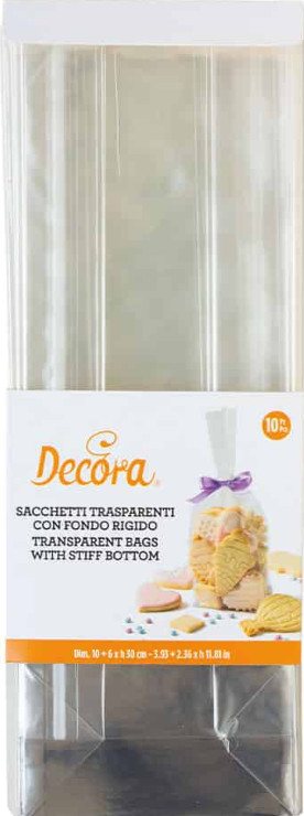 Punga celofan cu pliuri laterale 10x60x30H cm,10 buc/set 08055042 Decora
