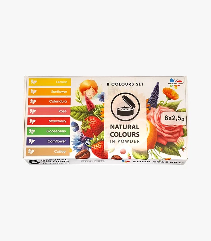 Colorant alimentar natural pudra, 2,5 g, 8 buc/set NAT-P-01 Food Colours