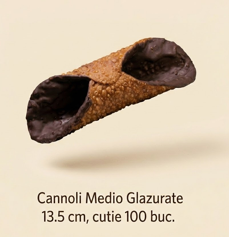 Coji cannoli medio glazurate 13.5 cm, cutie 100 buc, 2.8 kg Palermitana