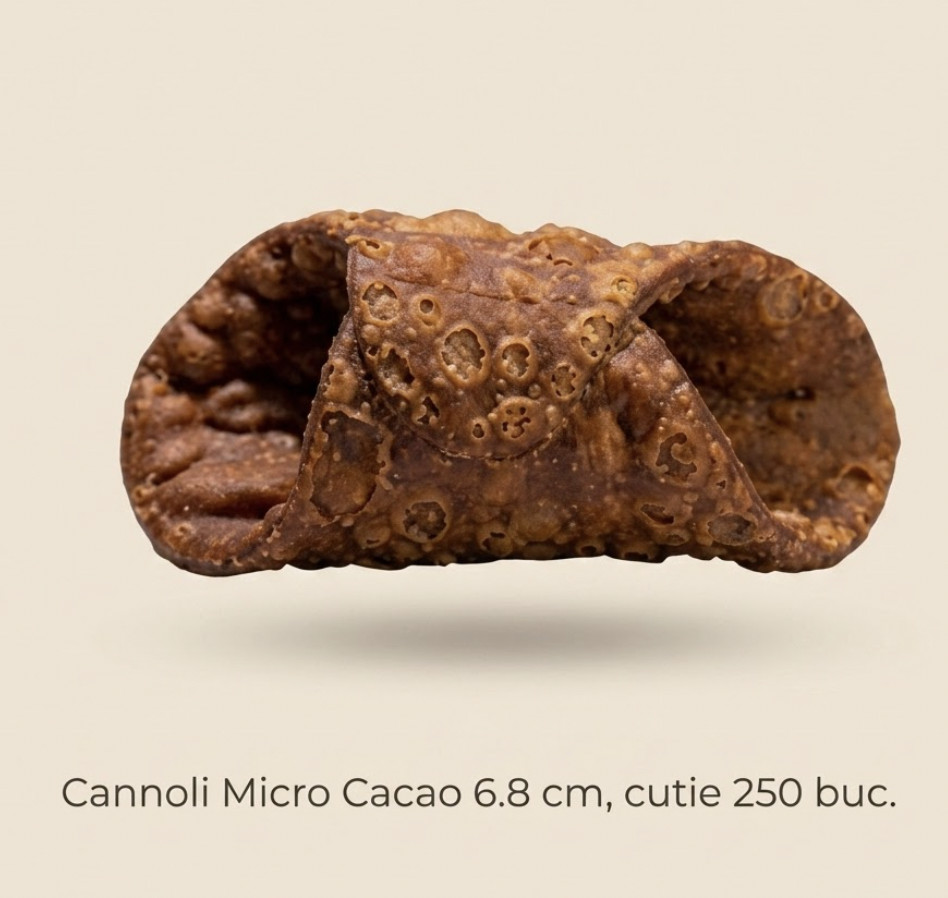 Coji cannoli micro cacao 6.8 cm, cutie 250 buc, 2.5 kg Palermitana