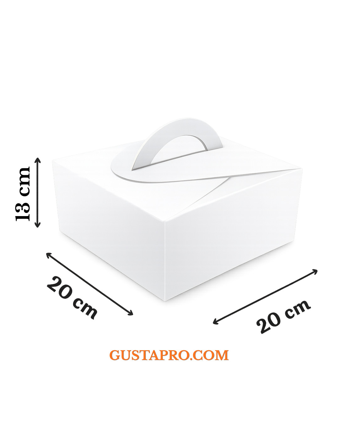 Cutie tort alba cu maner 20x20x13 cm GustaPro