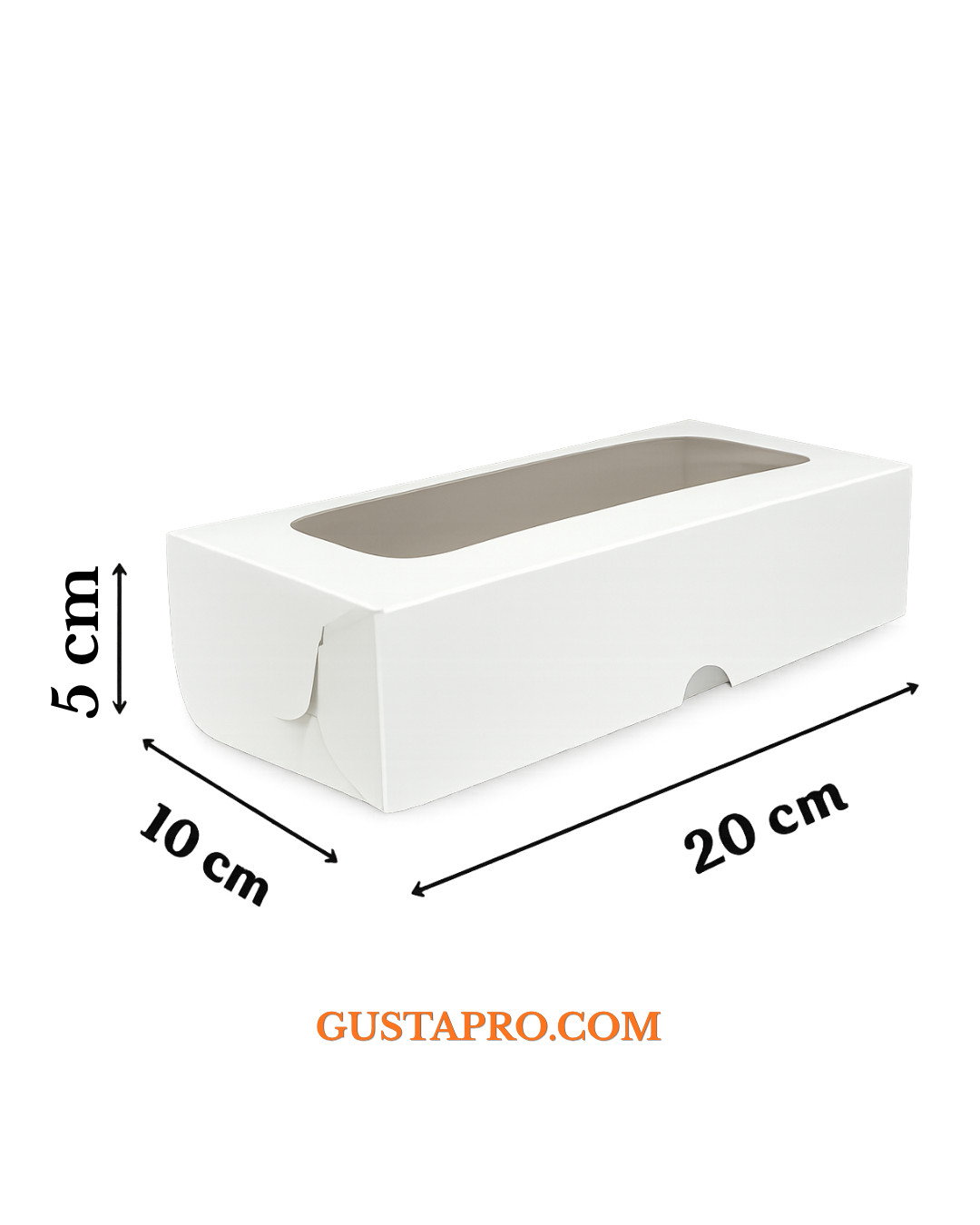 Cutie pentru prajituri alba cu fereastra 20x10x5 cm GustaPro