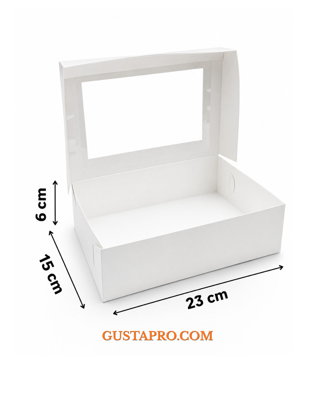 Cutie pentru prajituri alba cu fereastra 23x15x6 cm GustaPro