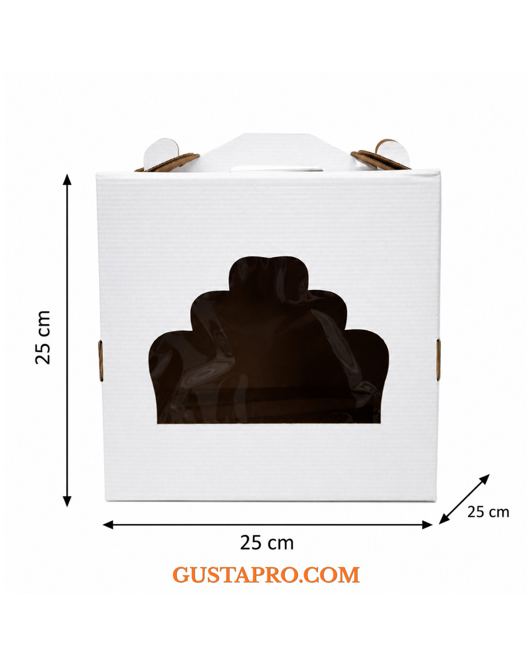 Cutie pentru tort alb/kraft cu fereastra 25x25x25 cm GustaPro
