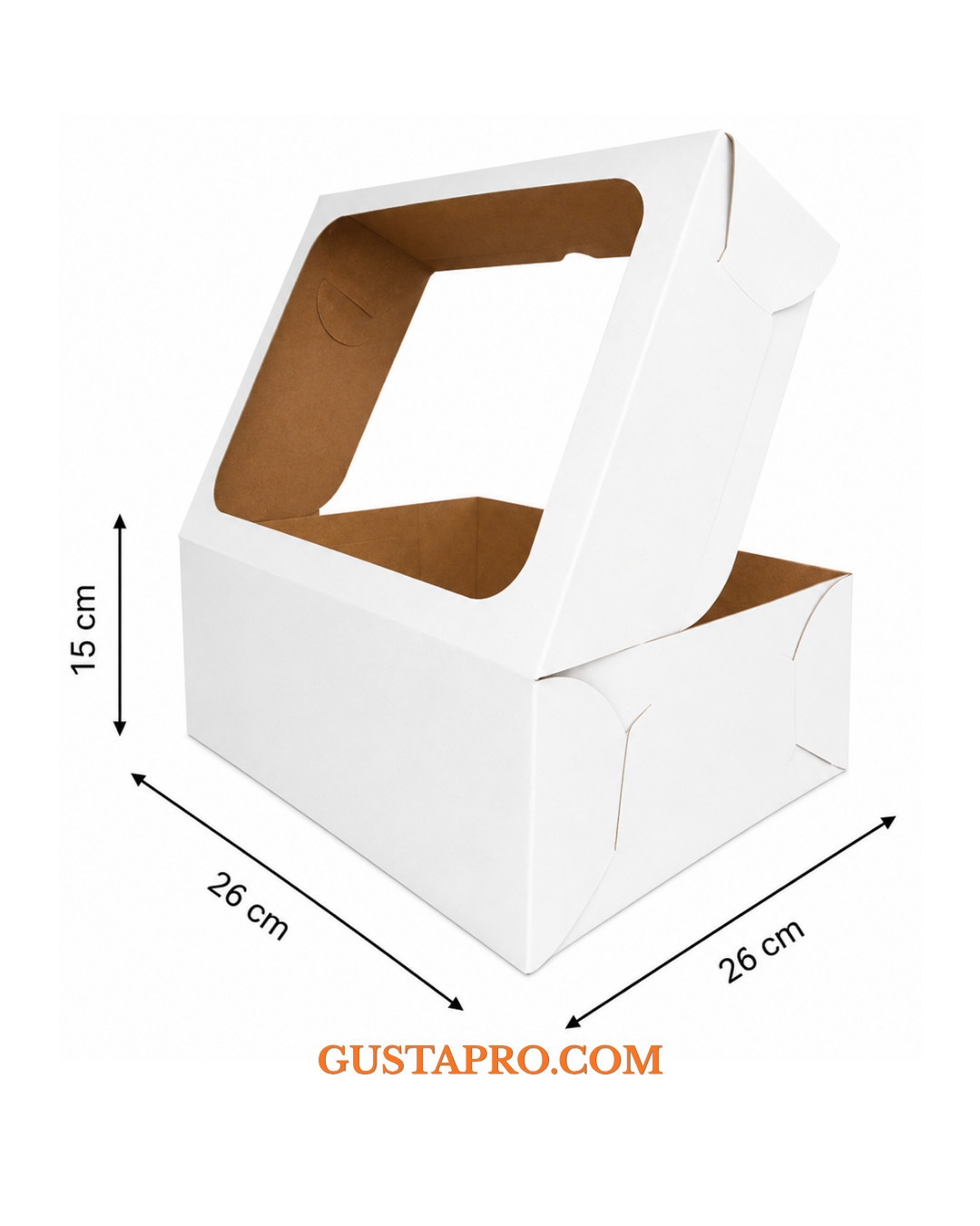 Cutie pentru tort rigida cu fereastra 26x26x15 cm GustaPro