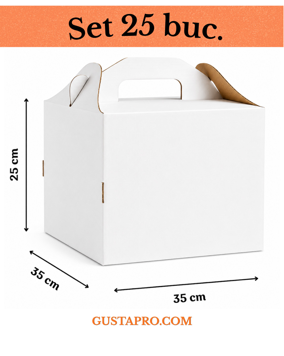 Cutie pentru tort rigida 35x35x25 cm, set 25buc. GustaPro