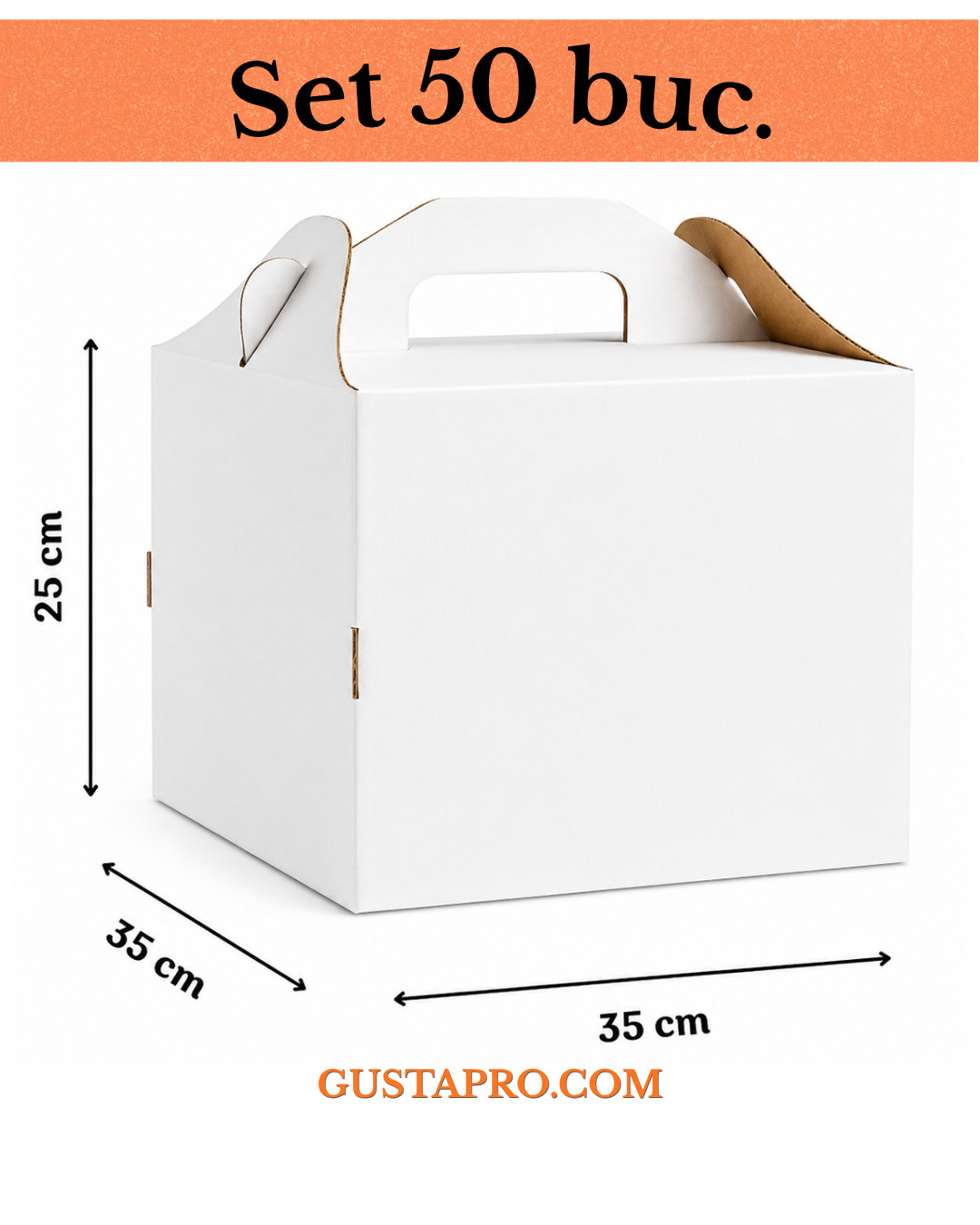 Cutie pentru tort rigida 35x35x25 cm, set 50buc. GustaPro