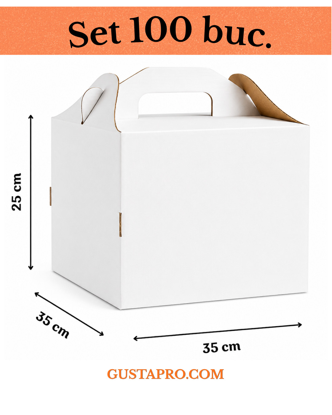 Cutie pentru tort rigida 35x35x25 cm, set 100buc Gusta Pro