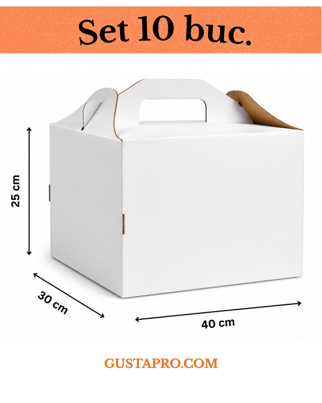 Cutie pentru tort rigida 30x40x25 cm, set 10buc. Gusta Pro