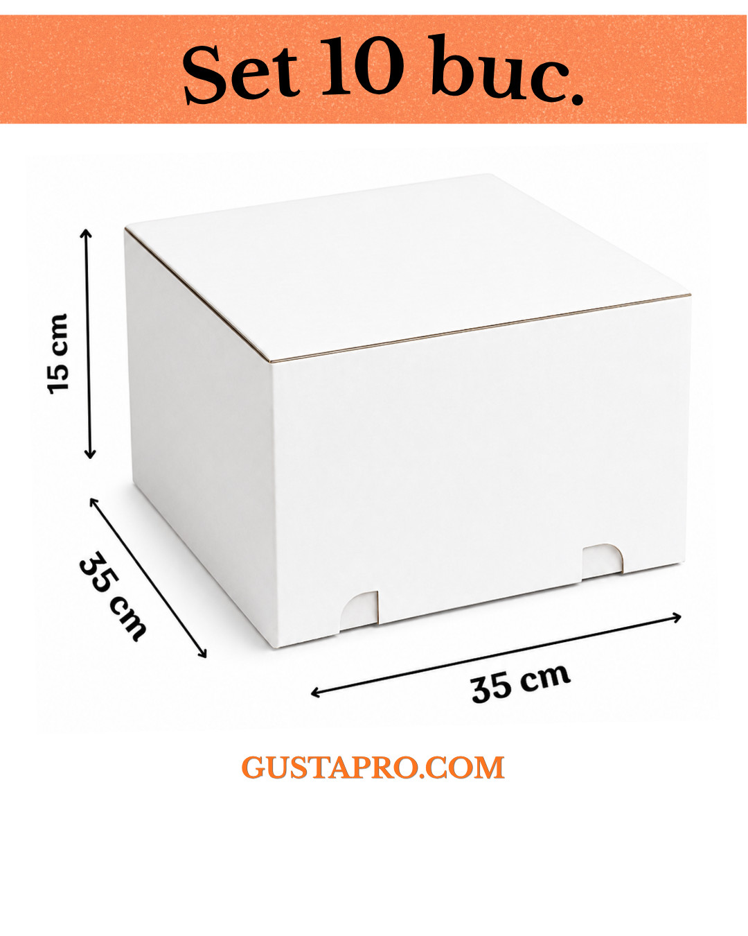Cutie pentru tort alb/kraft 35x35x15cm, set 10buc. GustaPro