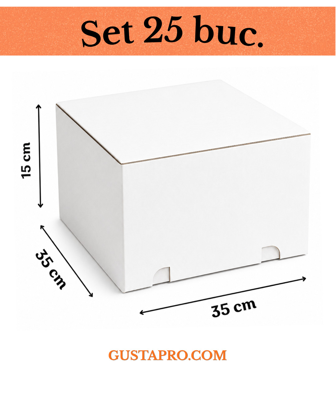 Cutie pentru tort rigida 35x35x15 cm, set 25buc. GustaPro
