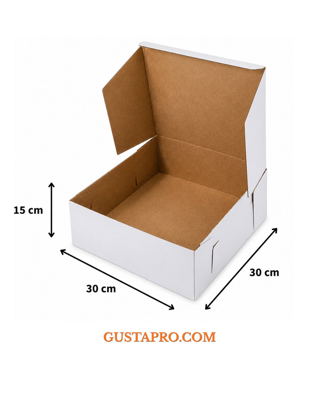 Cutie  pentru tort alb/kraft 30x30x15 cm GustaPro