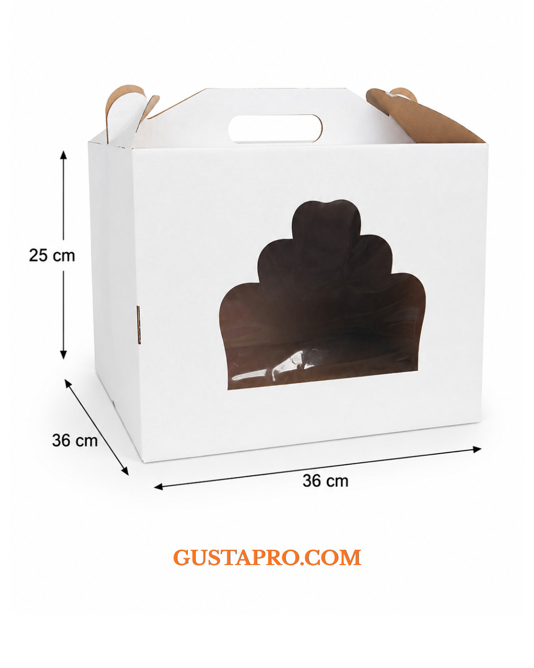 Cutie tort alb/kraft cu fereastra 36x36x25 cm GustaPro