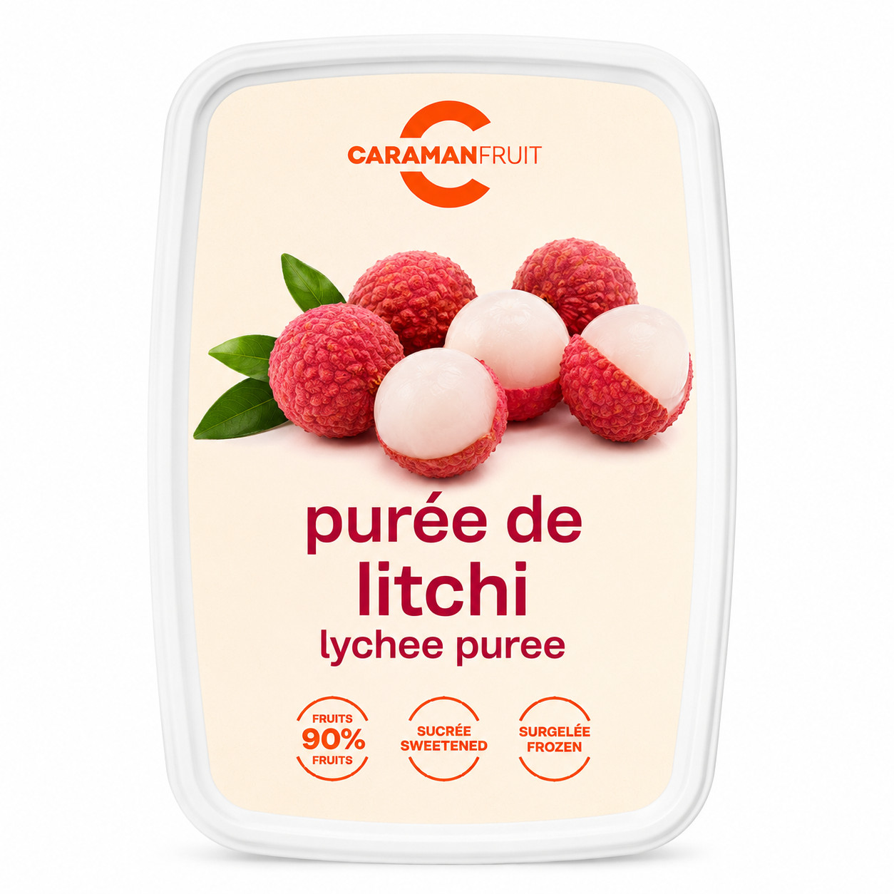 Piure de litchi congelat indulcit, 1 kg Caraman