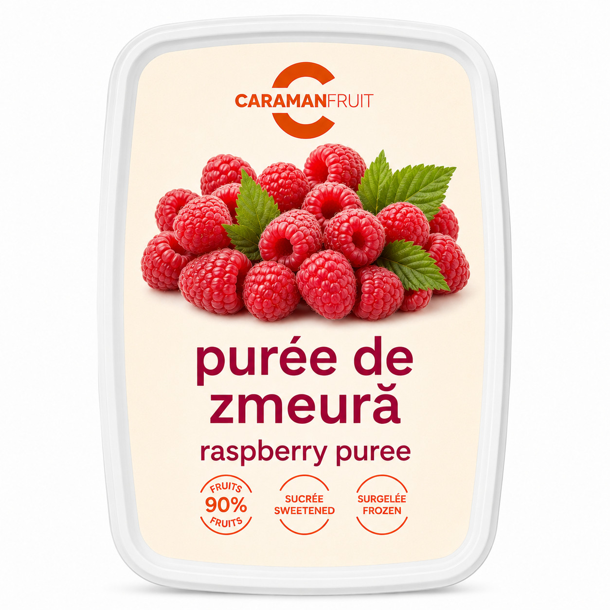 Piure de zmeura congelat indulcit, 1 kg Caraman