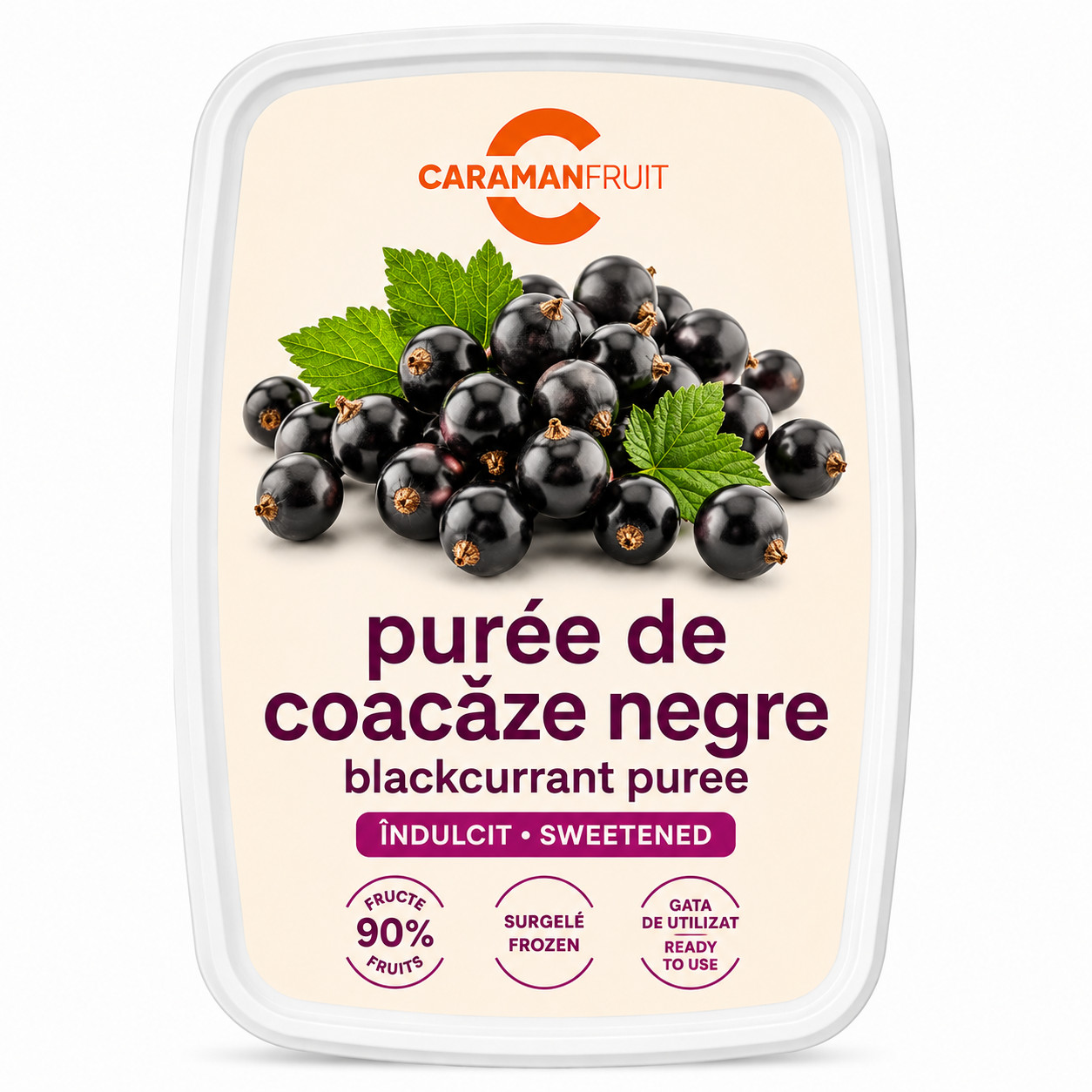 Piure de coacaze negre congelat indulcit, 1 kg Caraman