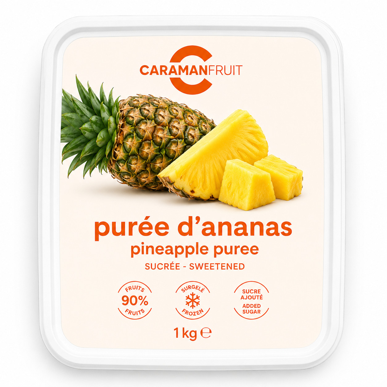 Piure de ananas congelat indulcit, 1 kg Caraman