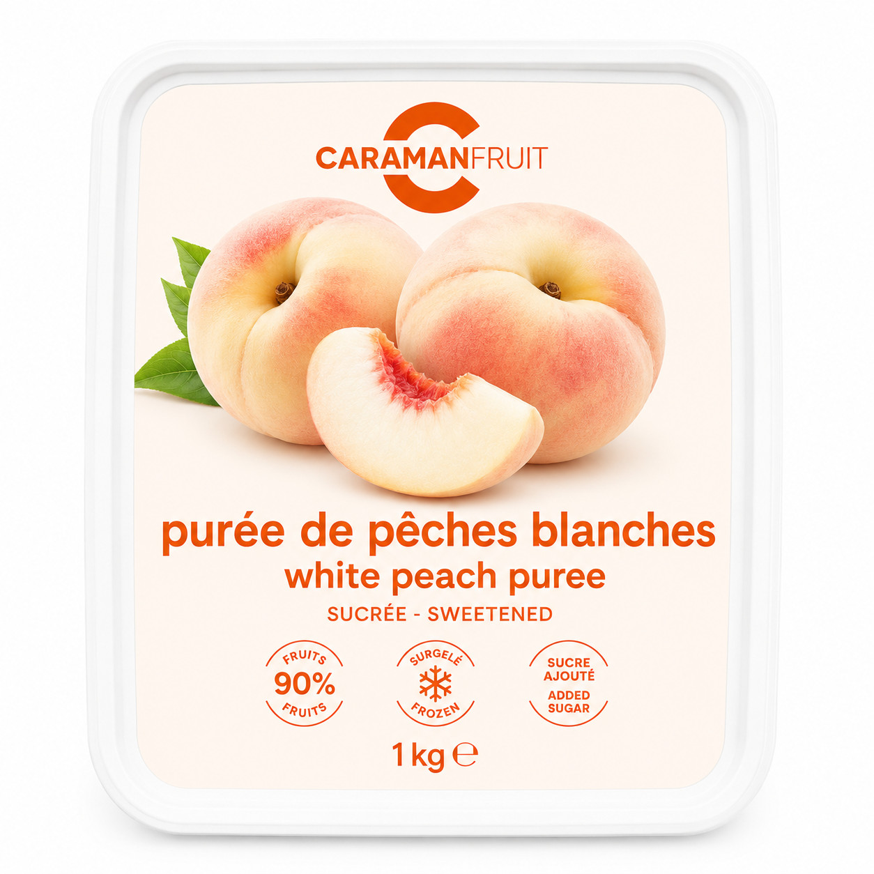 Piure de piersici albe congelat indulcit, 1 kg Caraman