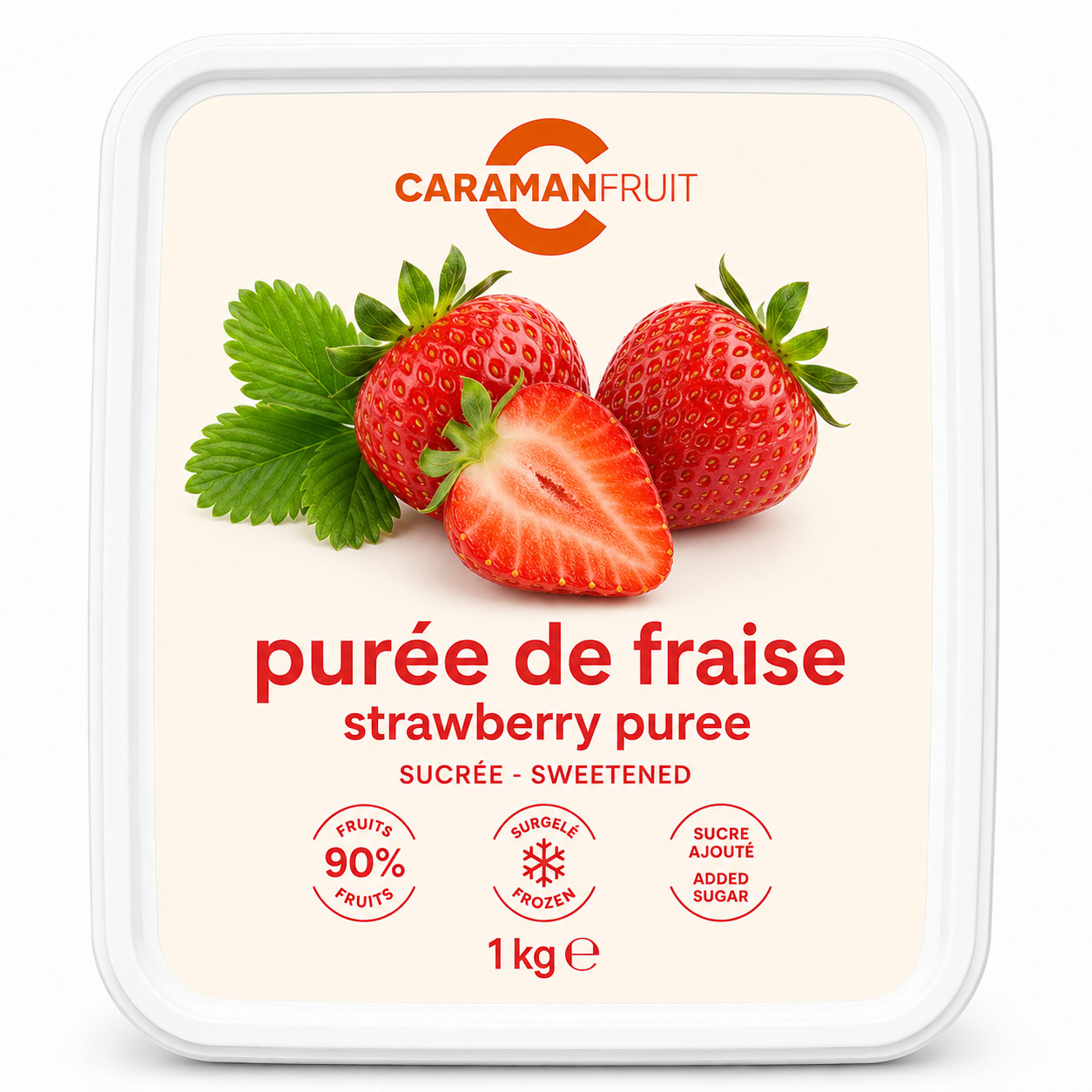 Piure de capsuni congelat indulcit, 1 kg Caraman