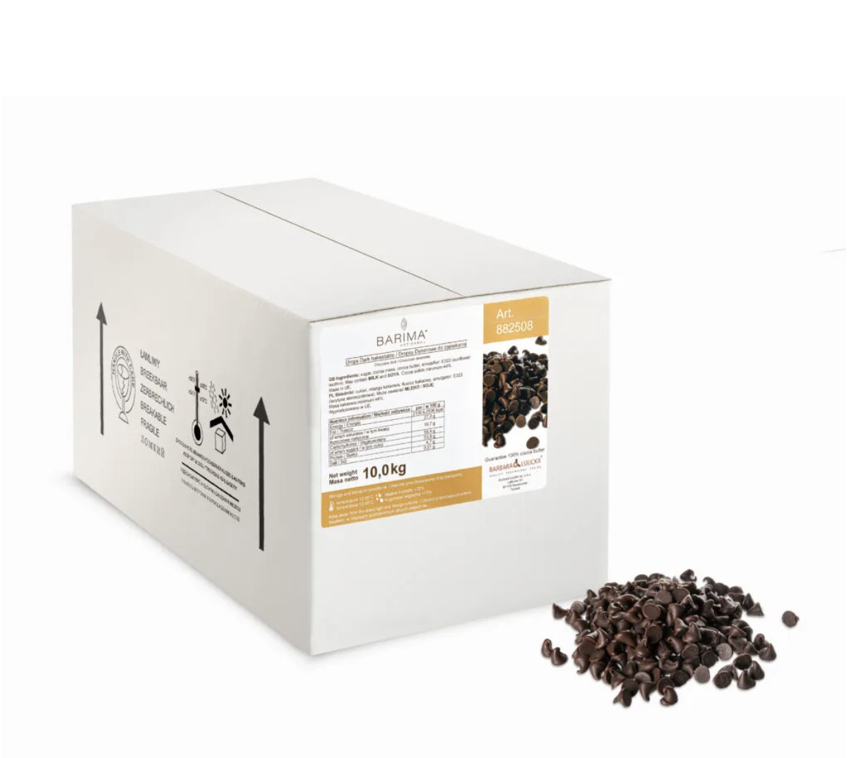 Picaturi termostabile din ciocolata neagra 44% standard 10 kg 882508 BARB