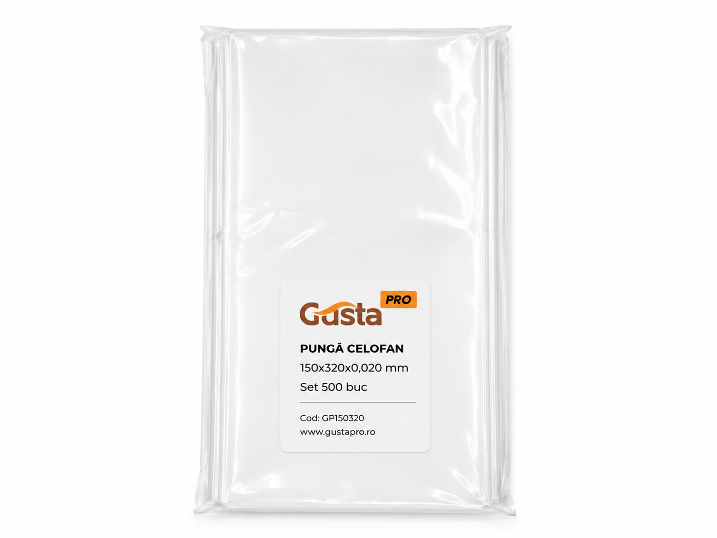 Punga celofan 150x320x0,020 mm,set 500 buc Gusta Pro