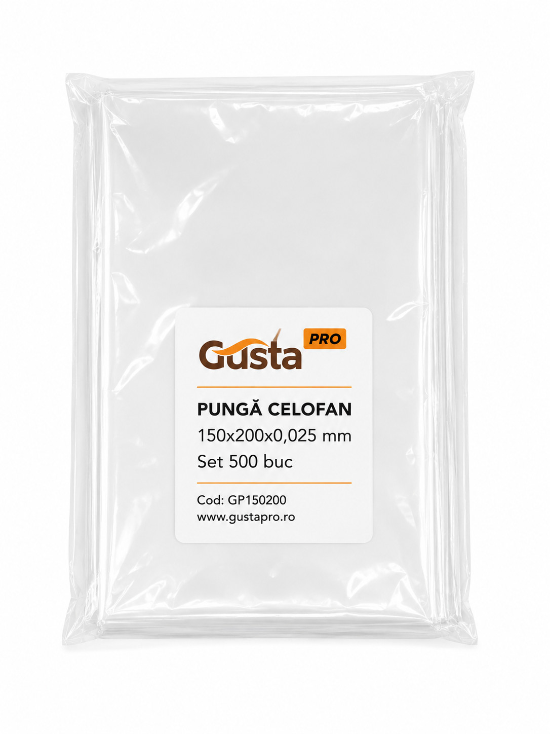 Punga celofan 150x200x0,025 mm,set 500 buc Gusta Pro